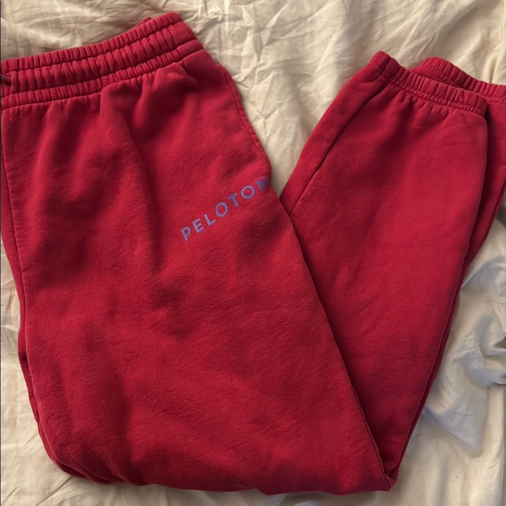 Peloton Red Joggers Elastic Waistband Tapered Fit